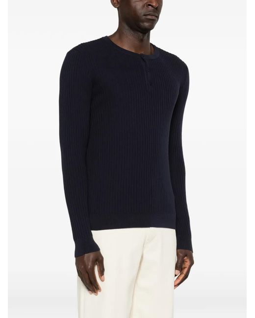 Diana Studio Blue Quarter-Button Sweater for men