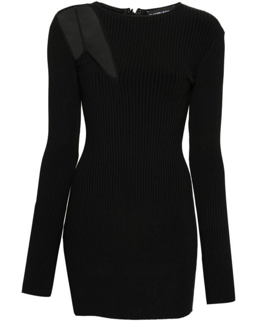 David Koma Geribbelde Mini-jurk in het Black