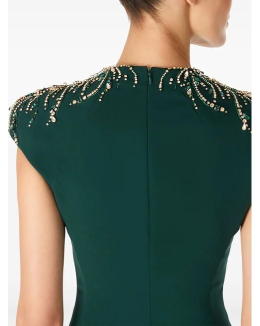 Jenny Packham Green Ardila Crystal-Embellished Midi Dress
