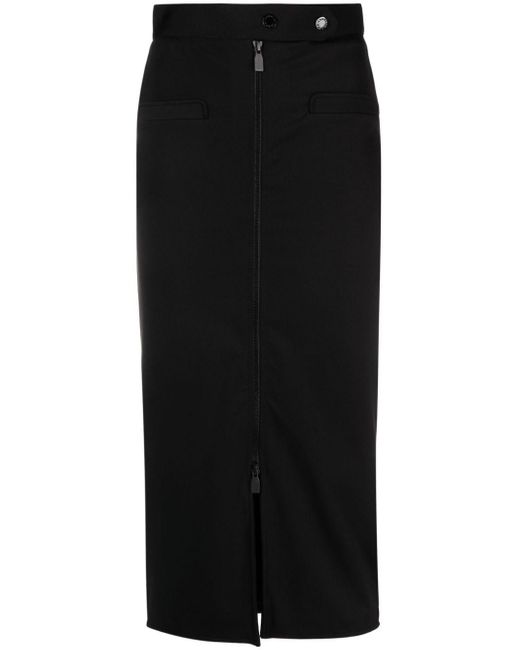 Sandro Black Two-way-zip Mid-calf-length Pencil Skirt