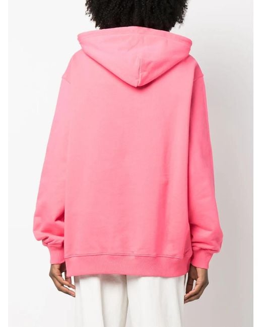 MSGM Pink Graphic-Print Cotton Hoodie