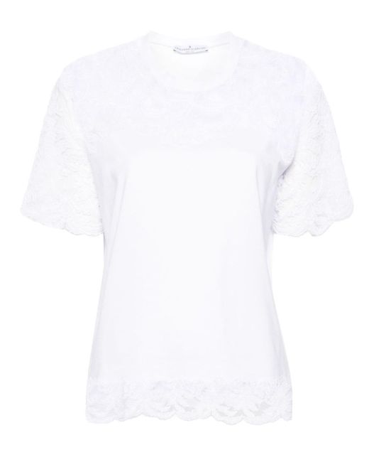 Ermanno Scervino Katoenen T-shirt Met Kanten Vlakken in het White