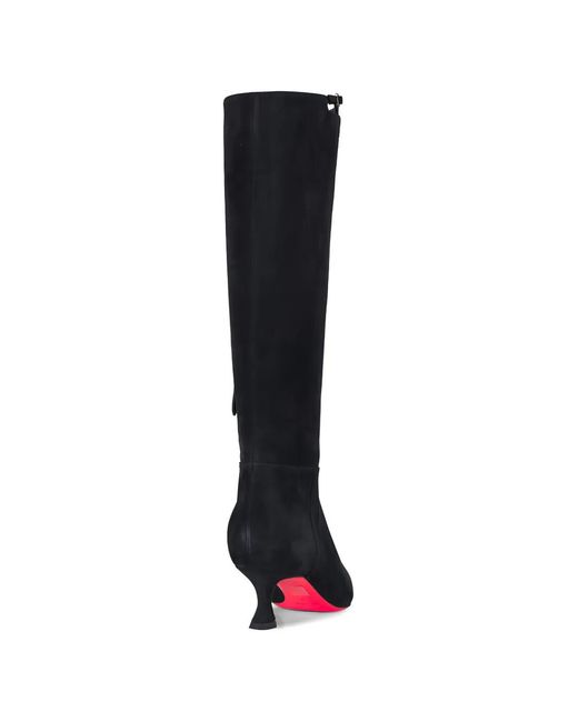 Santoni Black Pointed-Toe Buckled Boots
