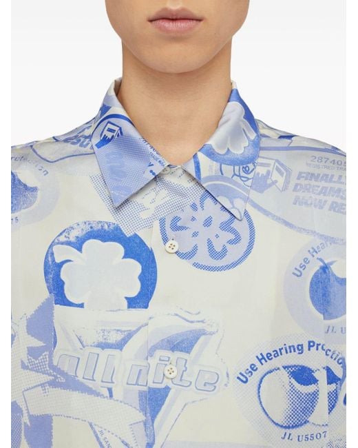 Jil Sander Blue Graphic-print Short-sleeve Shirt for men