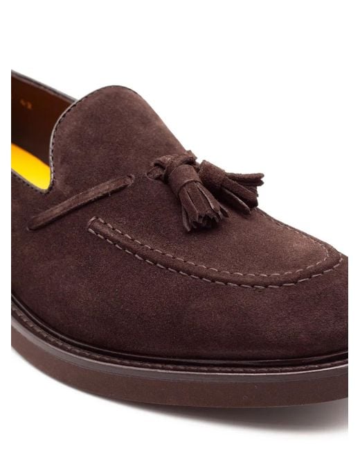 Doucal's Brown Tassel Suede Loafers for men