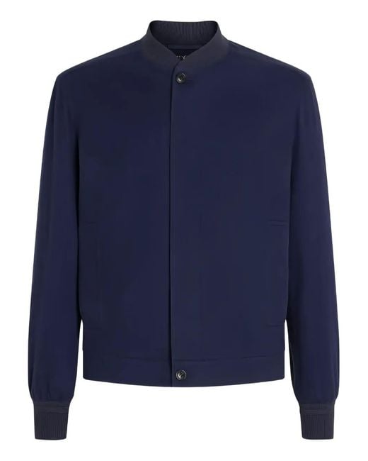 Zegna Blue Manteau En Cachemire À Boutonnière for men