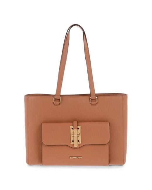 Moschino Brown Love Logo-Embossed Shoulder Bag