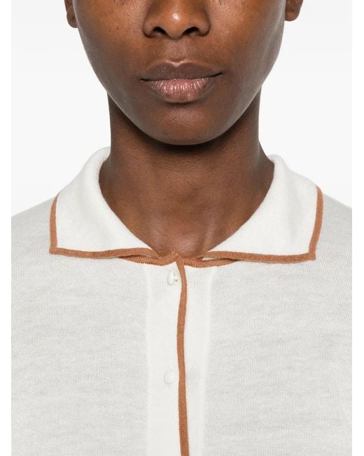 Max Mara White Contrast-Trim Cardigan