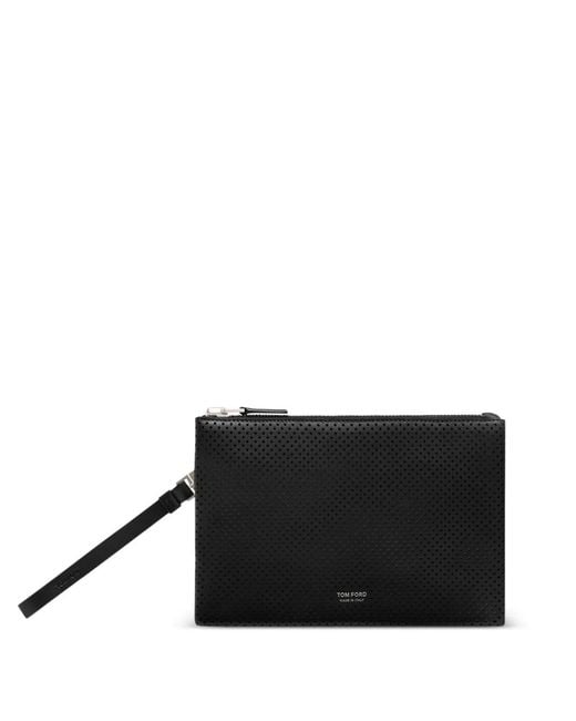 Tom Ford Black Perforated Clutch Bag for men
