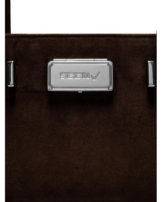 SEEN USERS Black Aura Suede Shoulder Bag