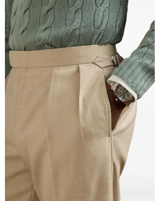 Ralph Lauren Natural Pleated-Front Tailored Trousers for men
