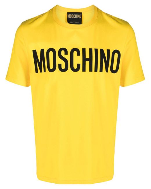 Moschino Yellow Logo-print Cotton T-shirt for men