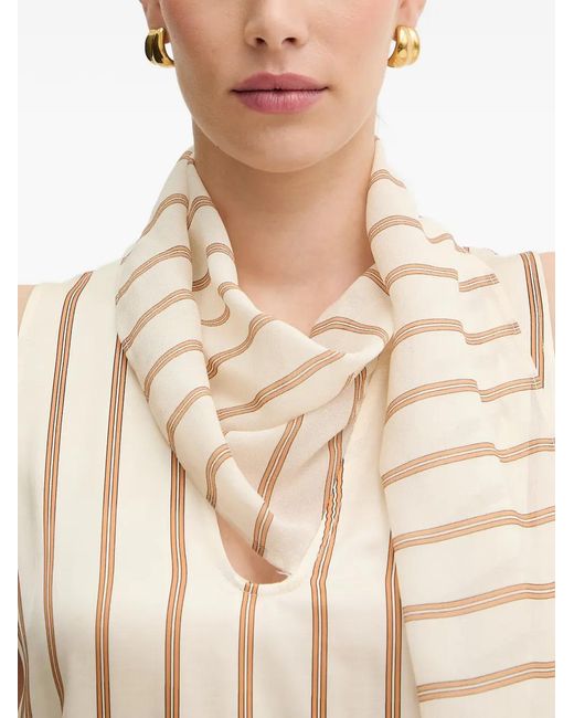 SIMONA CORSELLINI White Striped Scarf-Detail Blouse