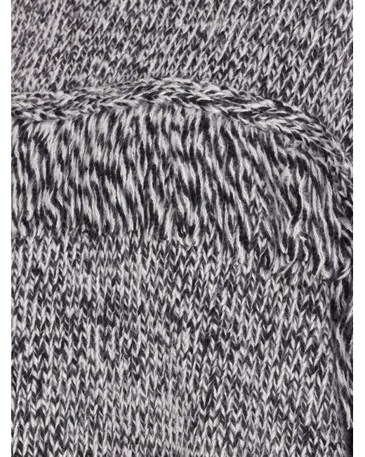 Essentiel Antwerp Gray High-Neck Fringe-Detail Sweater