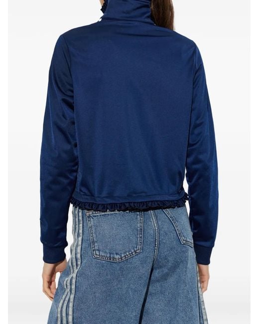 Adidas Blue Ruffle-Trimmed Zip-Up Sweatshirt
