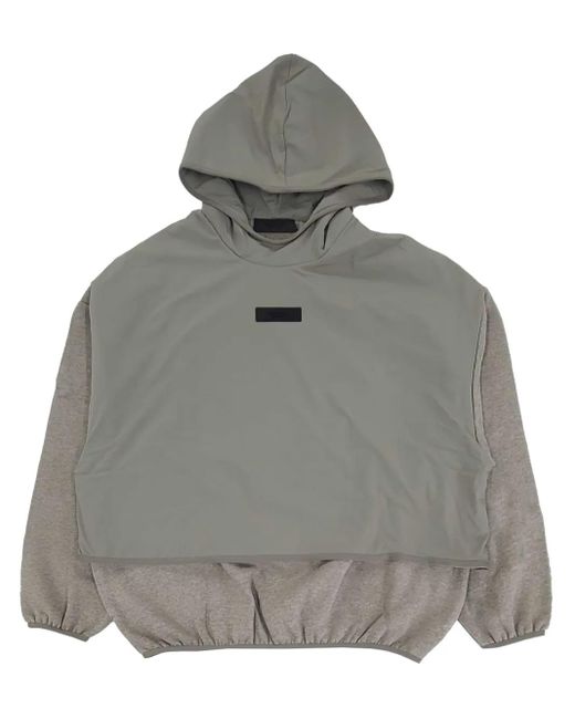 Fear Of God Gray Logo Patch Panelled Hoodie for men