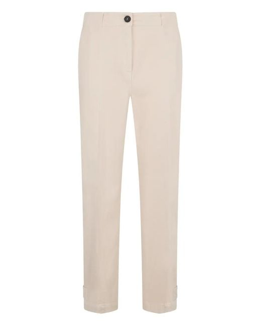 Peserico White Classic Sand-Colored Trousers Ideal For A Casual And Refined Look