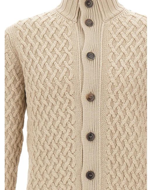 FILIPPO DE LAURENTIIS White Cable-Knit Button-Up Cardigan for men