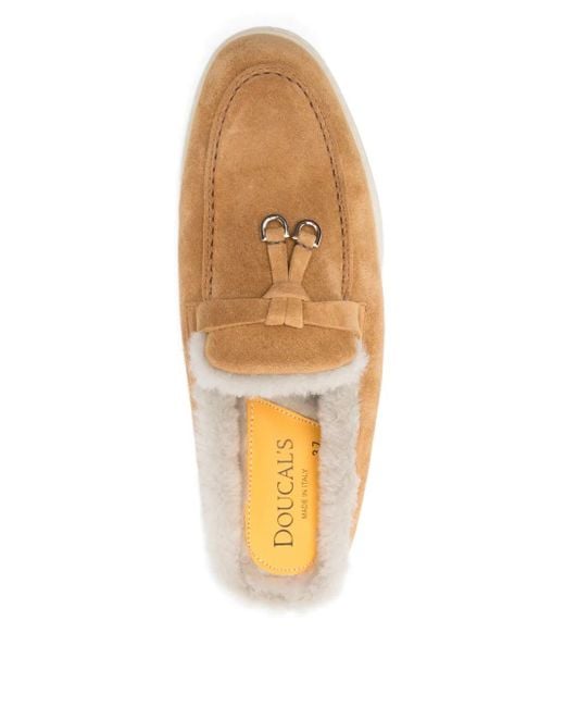 Doucal's Natural Mules Mit Pelzbesatz