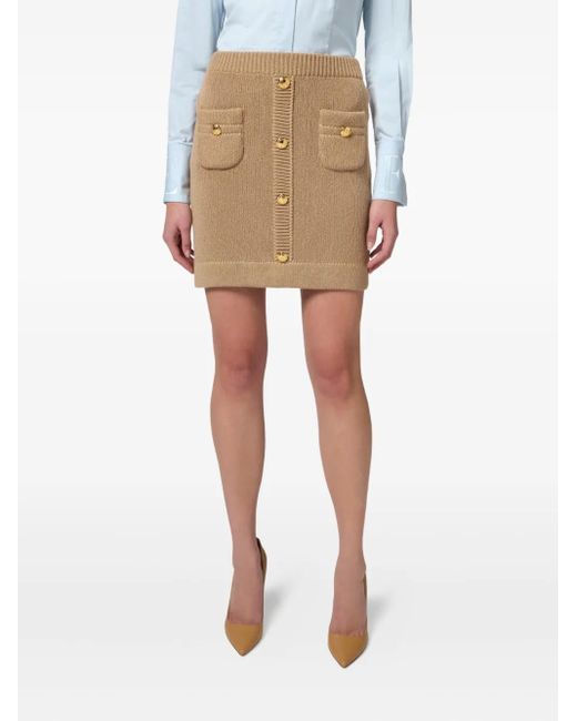 Elisabetta Franchi Natural Decorative-Button Mini Skirt