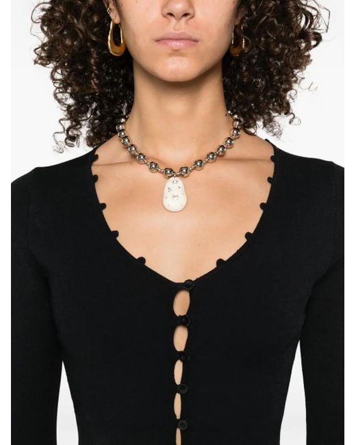 Nanushka Black Button-Front Ruffled Cardigan