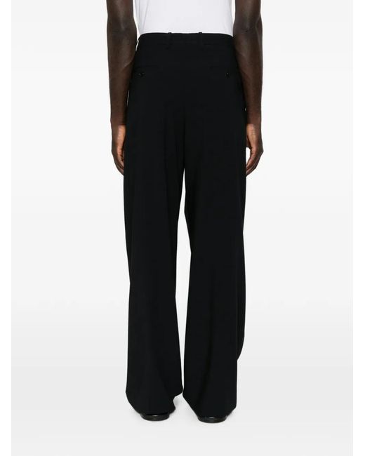 Giorgio Armani Black Pleated Wide-Leg Trousers for men
