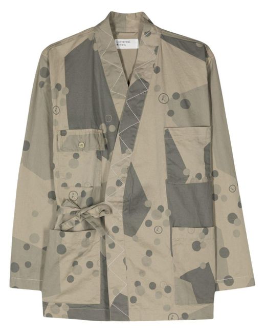 Universal Works Natural Osaka Camouflage-print Wrap Jacket for men