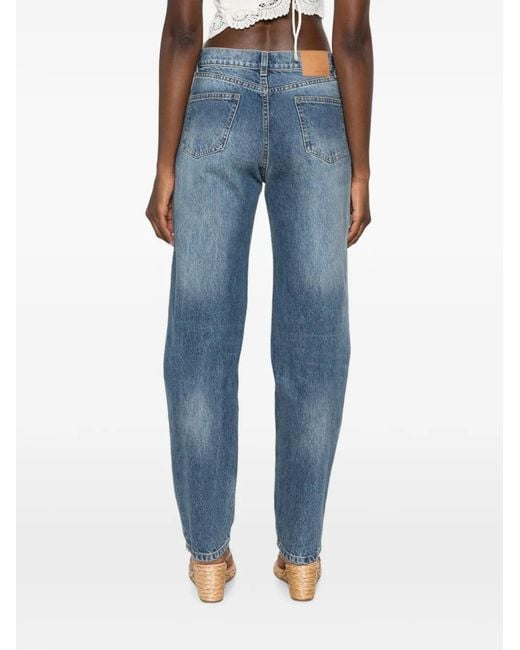 Magda Butrym Blue Faded-Effect Straight-Leg Jeans