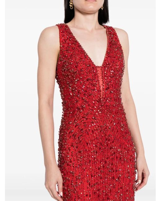 Jenny Packham Red Libra Crystal Satin Gown