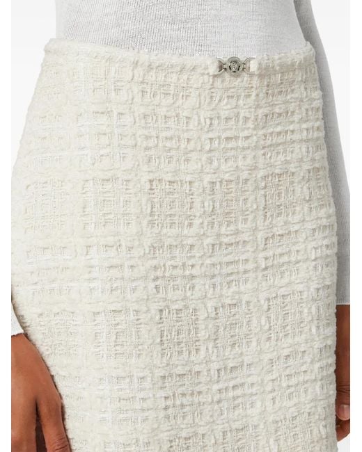 Versace White A-Line Frayed Mini Skirt