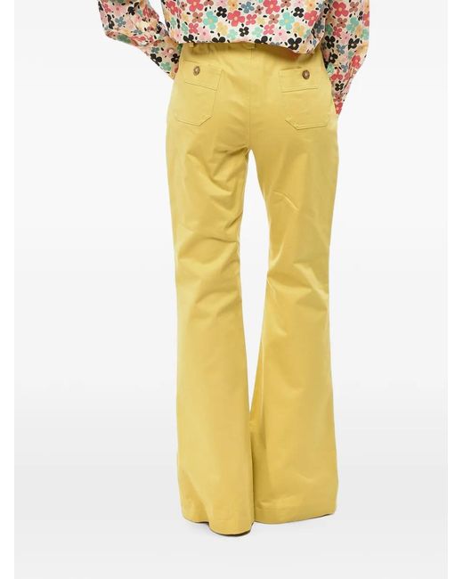 Ines De La Fressange Paris Yellow Patch-Pocket Bootcut Trousers