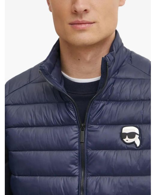 Karl Lagerfeld Gesteppte Weste mit Logo-Patch in Blue für Herren
