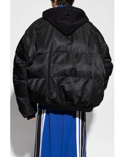 Vetements Black Quilted Hooded Bomber Jacket for men