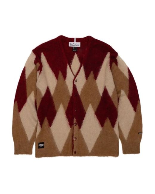 メンズ Manastash ダイヤパターン カーディガン Brown
