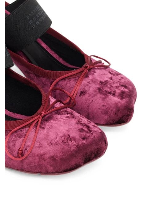 MM6 by Maison Margiela Purple Velvet Bow-Detail Mules