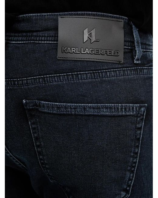 Karl Lagerfeld Blue Logo-Patch Jeans for men