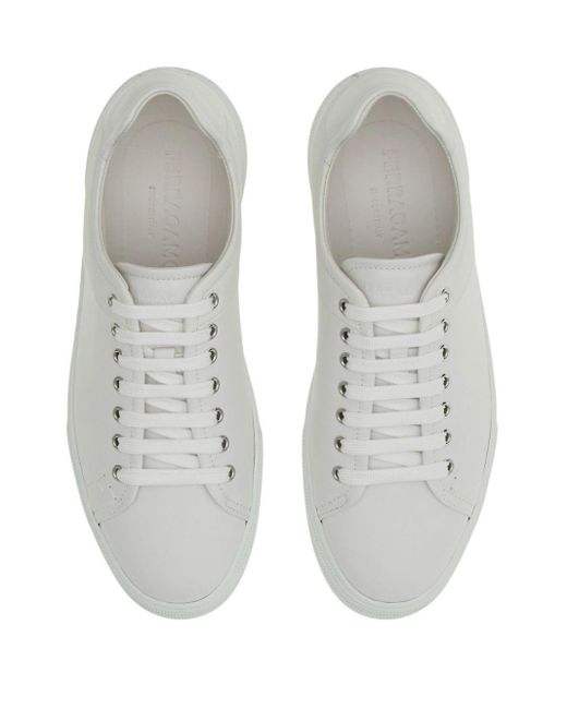 Ferragamo White Lace-up Leather Sneakers for men