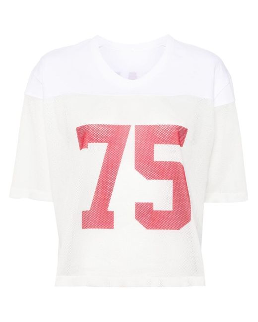 Maje Pink Number-print Panelled T-shirt
