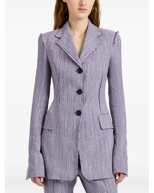 Proenza Schouler Purple Lorenza Frayed Blazer