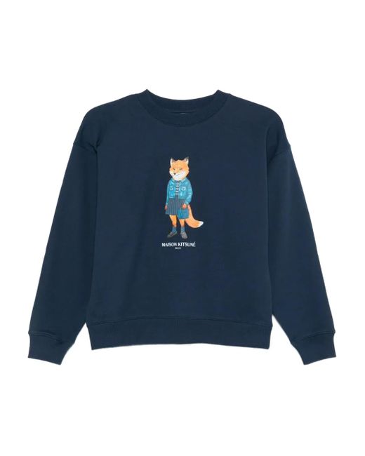 Maison Kitsuné Blue Dressed Fox-Print Sweatshirt