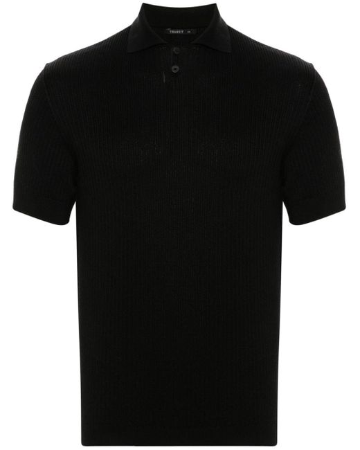 Transit Black Ribbed-knit Polo Shirt for men
