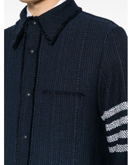 Thom Browne Blue 4-bar Stripe Shirt Jacket for men