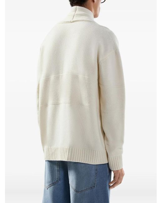 Gcds Natural Buttoned V-Neck Cardigan for men