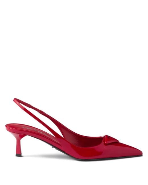 Prada Red Patent Leather Slingback Pumps