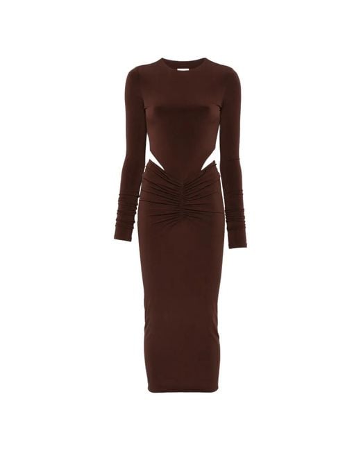 ANDAMANE Brown Heloise Cut-Out Ruched Midi Dress