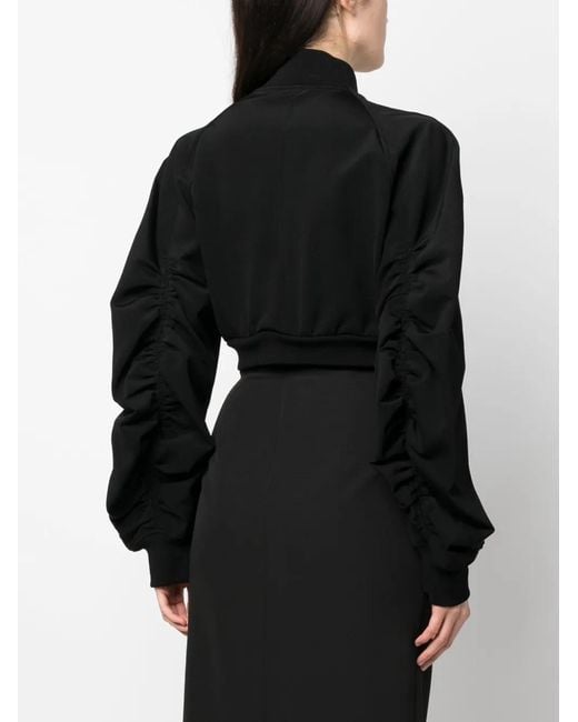 ALESSANDRO VIGILANTE Black Cut-Out Cropped Bomber Jacket