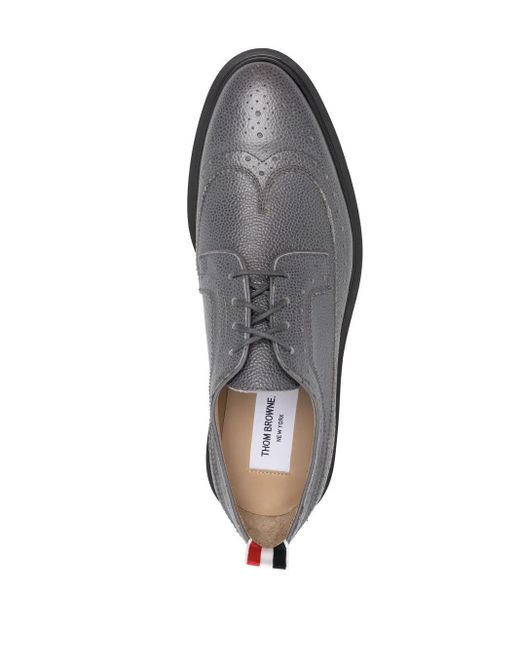 Thom Browne Gray Almond-Toe Leather Brogues