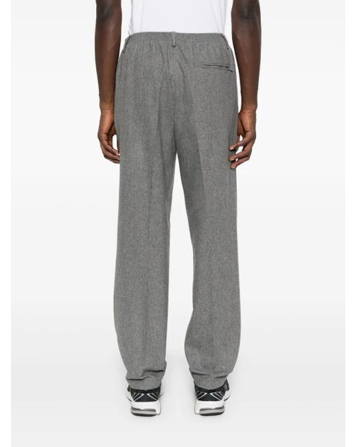 Cellar Door Gray Elastic-Waist Wool Trousers for men