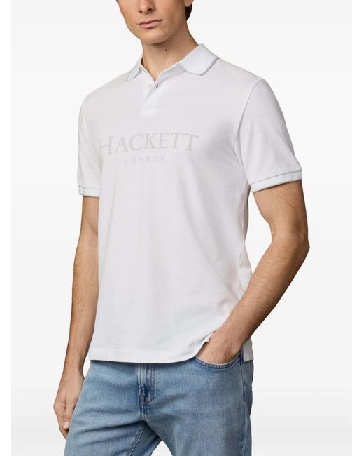 Polo De Piqué Con Logo Estampado Hackett de hombre de color White