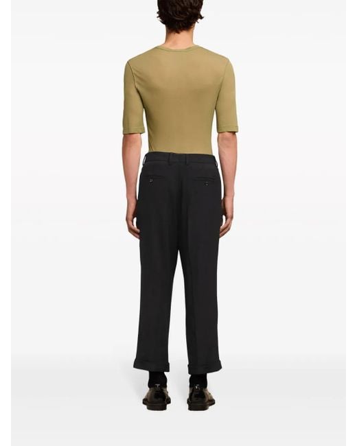 AMI Black Pressed-Crease Tapered Trousers for men